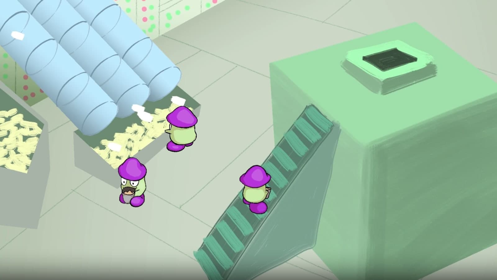Cartoon-style Stereum animation explaining the blockchain block production process